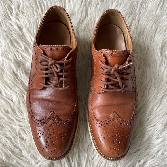 Cole Haan Brown Leather Brouge Wingtip LunarGrand Longwing Derby Shoe 10M C13739 - Picture 3 of 9